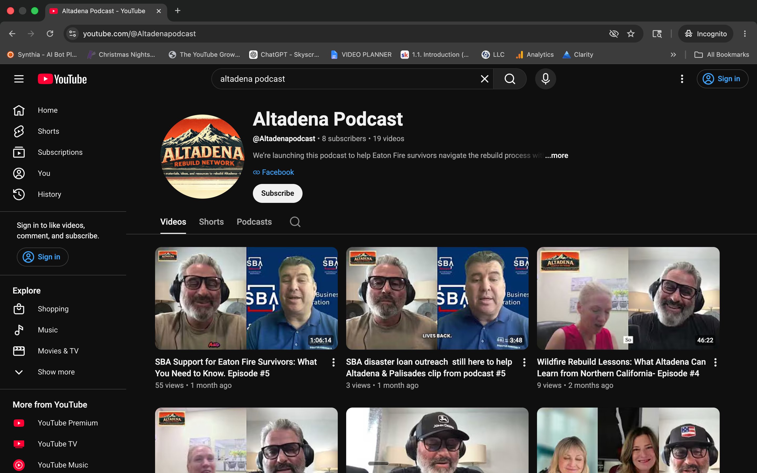 Altadena Podcast channel